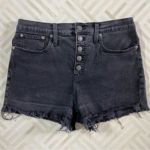 Madewell faded black high-waisted denim shorts